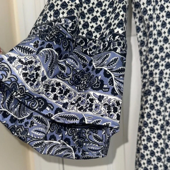 Veronica Beard Blue Patterned Tiered Maxi Dress - Picture 8 of 10